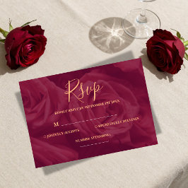 Burgund und Gold elegante Hochzeit Antwortkarte RSVP Karte