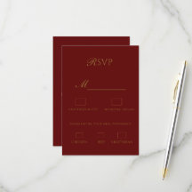 Burgund- und Gold-Elegante RSVP-Karte
