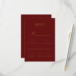 Burgund- und Gold-Elegante RSVP-Karte RSVP Karte