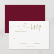 Burgund und Gold Elegantes Script Herz