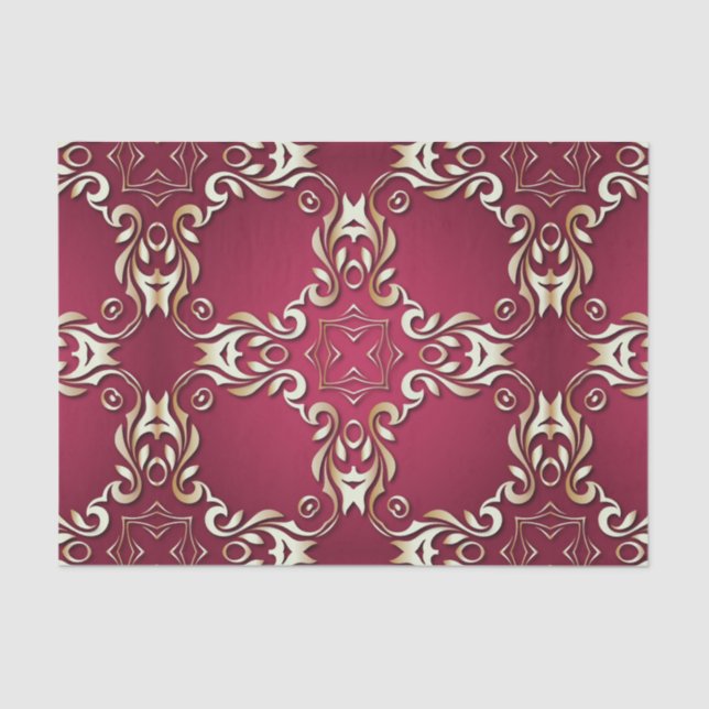 Burgund und Gold Elegantes Vintages klassisches Ro Seidenpapier (Vorderseite)