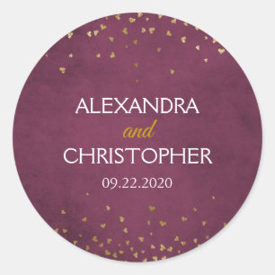 Burgund und Gold Foil Confetti Umschlag Siegel Runder Aufkleber