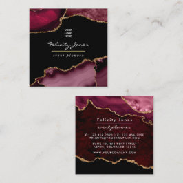Burgund und Gold Geode Agate Stone Business Card Quadratische Visitenkarte