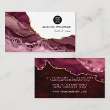 Burgund und Gold Geode Agate Stone Business Card