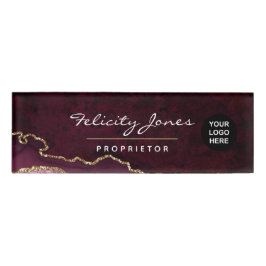 Burgund und Gold Geode Agate Wertvoll Stone Name Namenschild