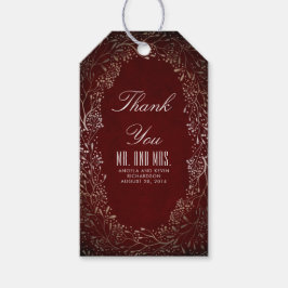 Burgund und Gold Gipskraut Hochzeit Geschenkanhänger