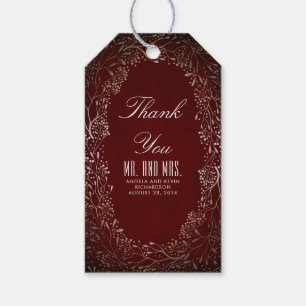 Burgund und Gold Gipskraut Hochzeit Geschenkanhänger