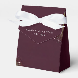 Burgund und Gold Glitter Hochzeit Geschenkschachtel