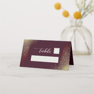 Burgund und Gold Glitter Hochzeit Platzkarte