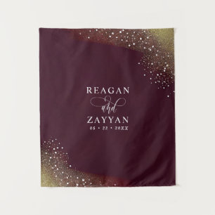 Burgund und Gold Glitter Hochzeitshintergrund Wandteppich