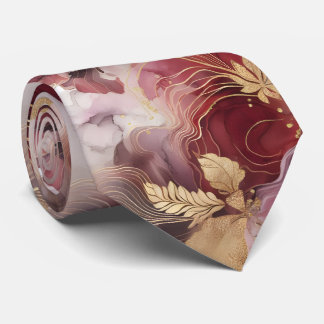 Burgund und Gold Glitzer Blüte Agate Neck Tie Krawatte