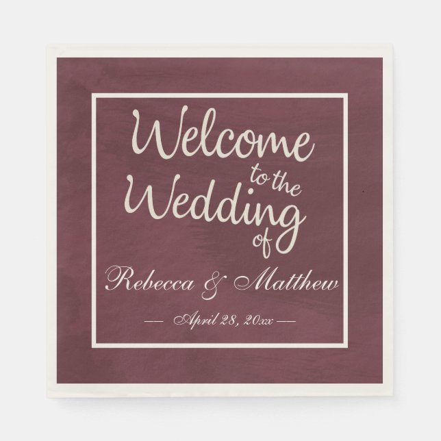 Burgund und Gold Glitzer Pocket Serviette (Vorderseite)