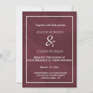 Burgund und Gold Glitzer Pocket Wedding Card Einladung