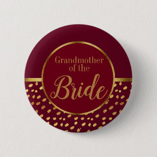Burgund und Gold Großmutter der Braut Hochzeit Button