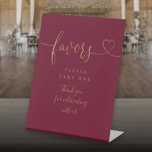 Burgund und Gold Herz Schrift Favoriten Sockelschild