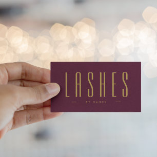 Burgund und Gold Lashes Minimalistisch Visitenkarte