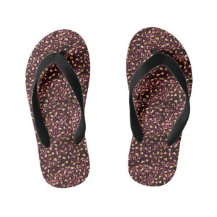 Burgund und Gold Leopard Serie Design 1 Kinderbadesandalen