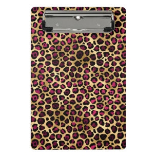 Burgund und Gold Leopard Serie Design 2 Mini Klemmbrett