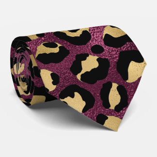Burgund und Gold Leopardenprint Krawatte