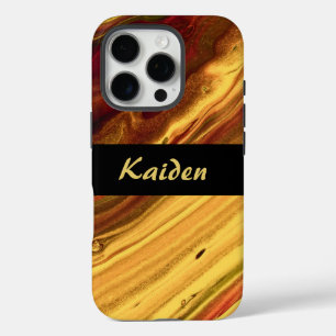 Burgund und Gold-Marmor iPhone 16 Pro Hülle