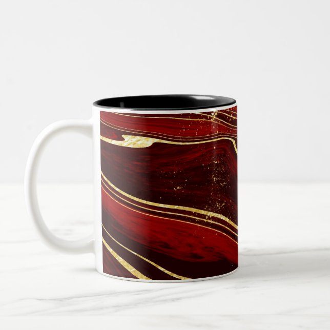 Burgund und Gold-Marmor Zweifarbige Tasse (Links)