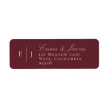 Burgund- und Gold-Monogramm Weinberg-Hochzeit