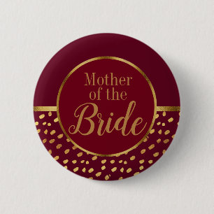 Burgund und Gold Mutter der Braut Hochzeit Button