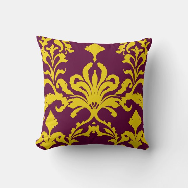 Burgund und Gold Royal Damask Kissen (Vorderseite)