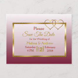 Burgund und Gold Save the Date Postkarten