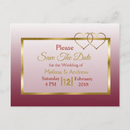 Burgund und Gold Save the Date Postkarten