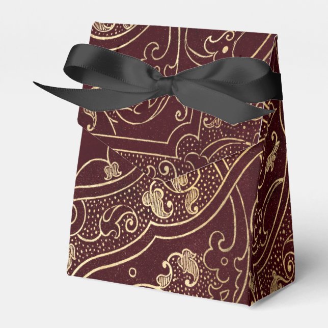 Burgund und Gold Vintage Damaskus Geschenkschachtel (Vorderseite)