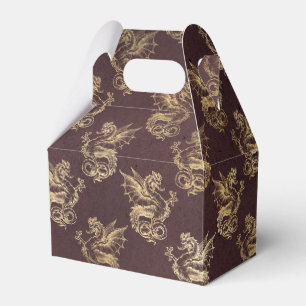 Burgund und Gold Vintage-Drache Geschenkschachtel