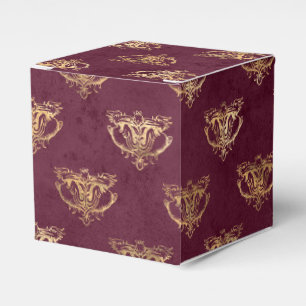 Burgund und Gold Vintage-Drache Geschenkschachtel