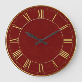 Burgund und Gold Vintage römische Zahl Große Wanduhr