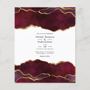 Burgund- und Goldachat-Hochzeitseinladung Flyer