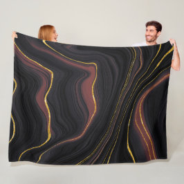 Burgund und Goldmarmor Fleecedecke