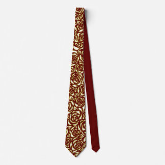 Burgund- und Goldrosen-Luxus-Blumenmuster Krawatte