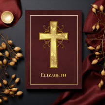 Burgund und Goldtaufe oder Christening Filigree