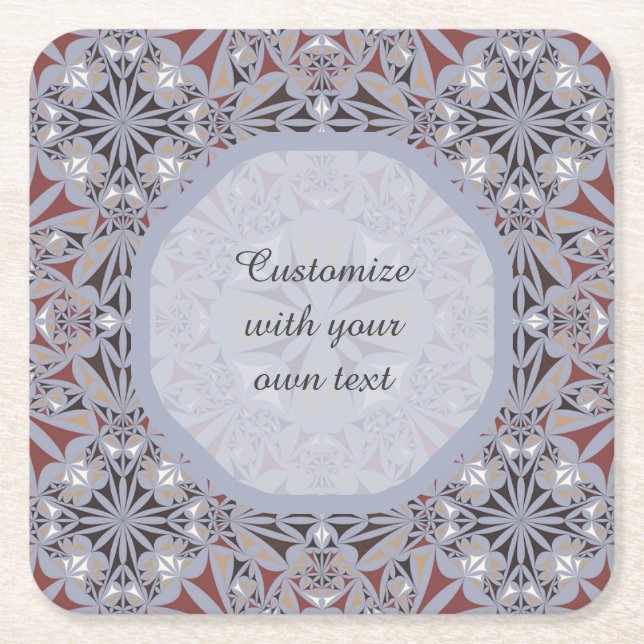 Burgund und Grau Elegantes Muster Benutzerdefinier Rechteckiger Pappuntersetzer (Vorderseite)