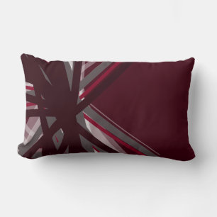 Burgund und Gray Artistic Abstract Design Lendenkissen