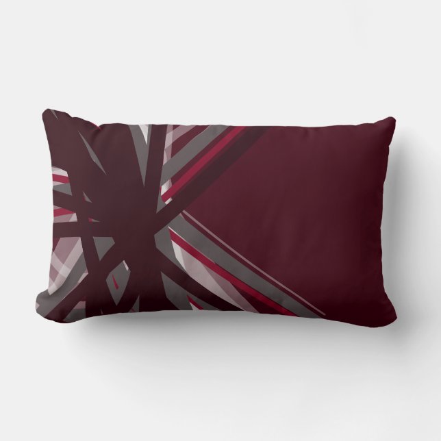 Burgund und Gray Artistic Abstract Design Lendenkissen (Vorderseite)