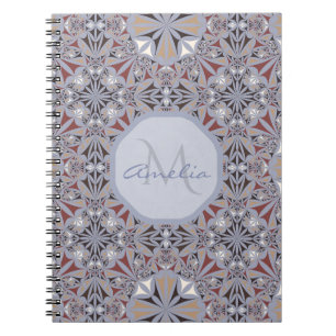Burgund und Gray Elegantes Muster Personalisiert Notizblock