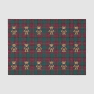 Burgund- und Grün-Teddy-Tartan-Seidenpapier Seidenpapier