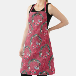 Burgund und grüner Weihnachtskranz und Kardinal Schürze