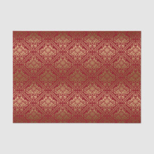 Burgund und Imitate - metallische GoldflorenDamask Seidenpapier
