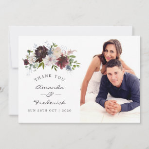 Burgund und Marine Blumen Hochzeit Danke