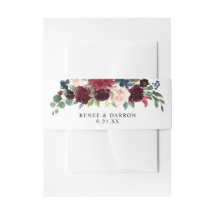 Burgund und Navy Blush Pink Floral 2 Einladungsbanderole