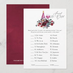 Burgund und Navy Brautparty Degustation Einladung