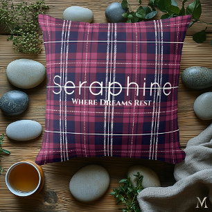 Burgund und Navy Karo Benutzerdefinierte Cozy Ta Kissen