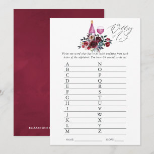 Burgund und Navy Weintasting Brautparty-Spiel Einladung